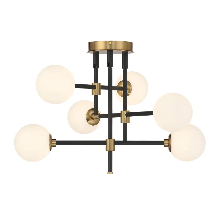 Cosmet 6-Light Flush Mount in Coal and Aged Brass - Image 3