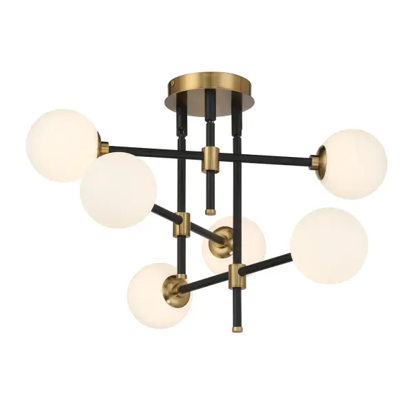 Cosmet 6-Light Flush Mount in Coal and Aged Brass - Image 4