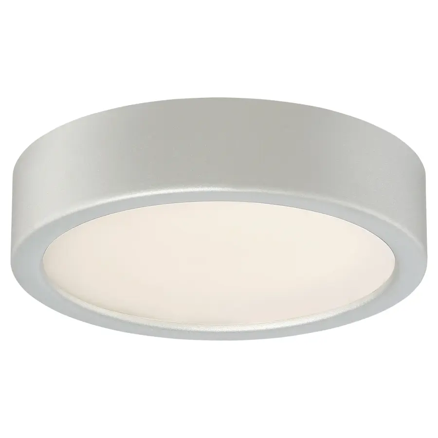 6" LED Flush Mount in Silver with Etched White Glass