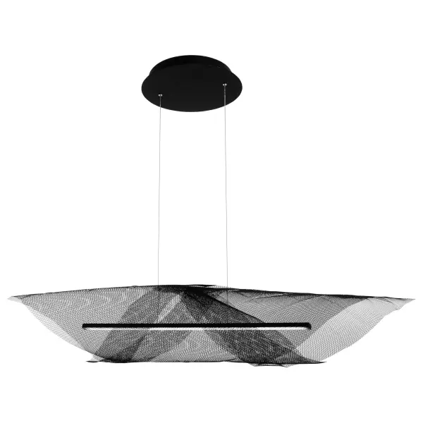 The Alambre LED Island brings contemporary sophistication to kitchen islands and dining spaces with its elongated 47-inch profile and coal black finish. Integrated LED technology provides energy-efficient illumination.