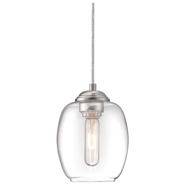 The Bubble wall sconce offers a versatile transitional design with brushed nickel finish and clear glass shade. Its compact 6.25" profile makes it ideal for smaller spaces while providing functional task lighting. - alternate view