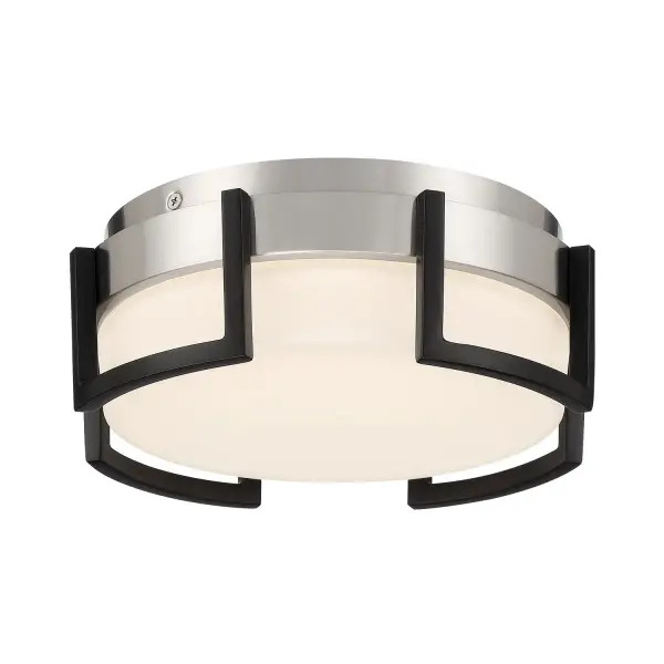 Bezel Set 10" LED Flush Mount in Coal Black and Brushed Nickel - Image 1