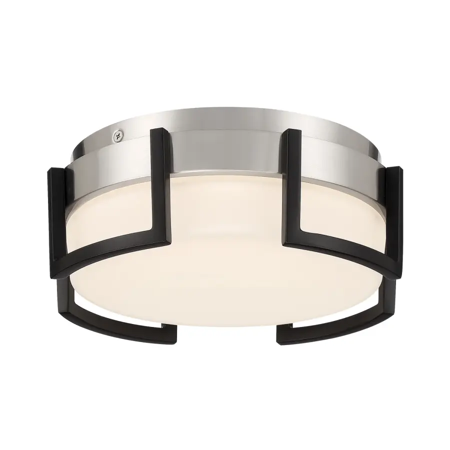 Bezel Set 10" LED Flush Mount in Coal Black and Brushed Nickel - Image 1