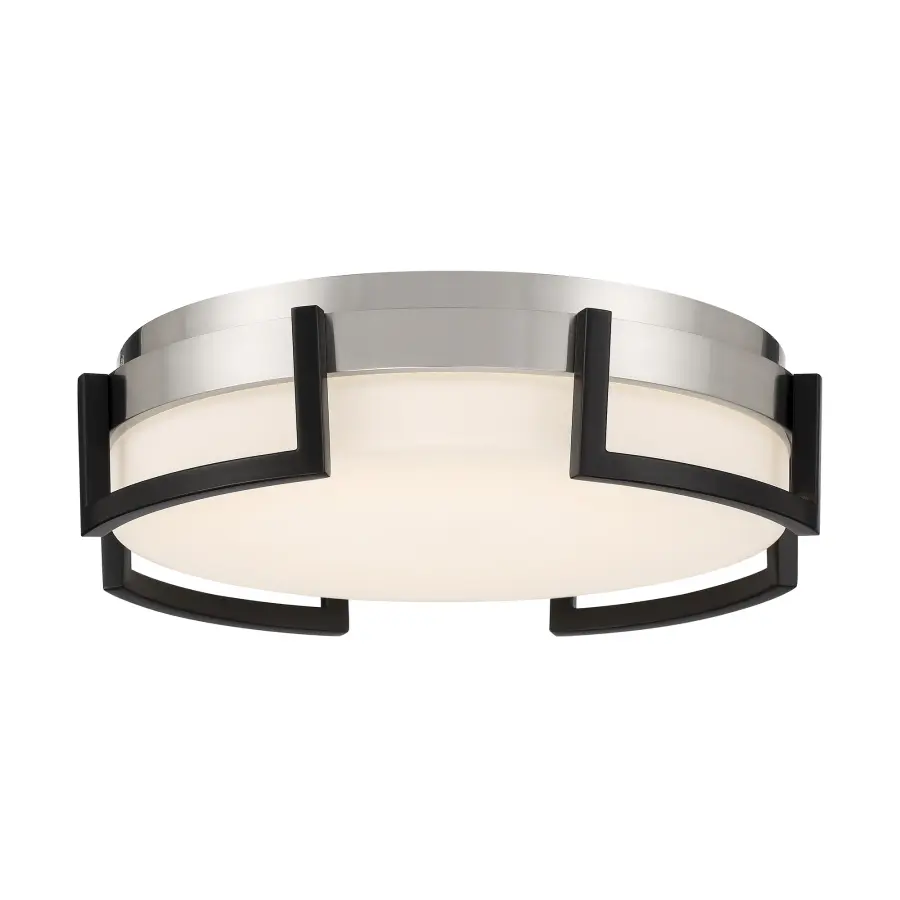 Bezel Set 15" LED Flush Mount in Coal Black and Brushed Nickel - Image 1