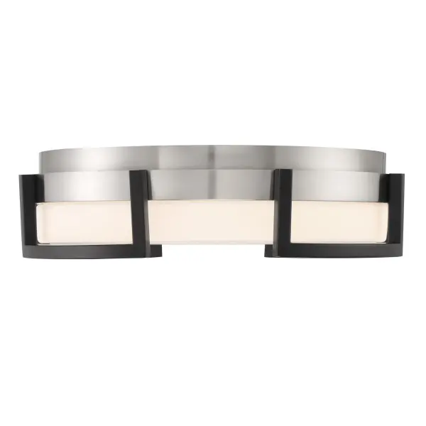 The Bezel Set flush mount combines contemporary styling with exceptional LED performance. Its coal black and brushed nickel finish creates visual interest while the high-CRI LED delivers superior color rendering for any space. - alternate view