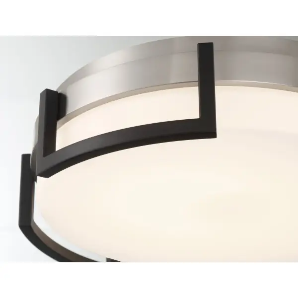 Bezel Set 15" LED Flush Mount in Coal Black and Brushed Nickel - Image 3