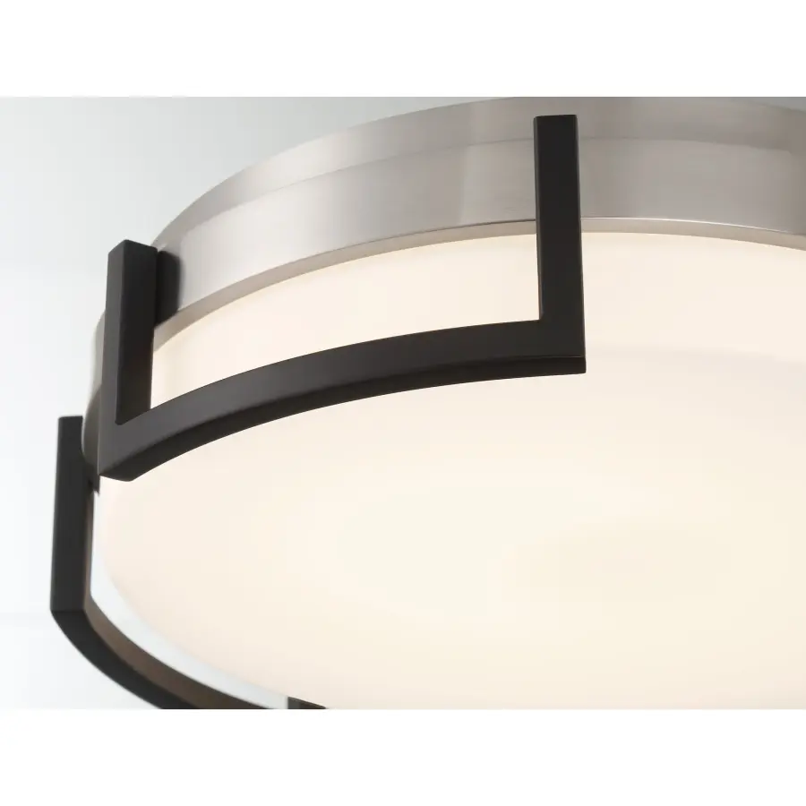 Bezel Set 15" LED Flush Mount in Coal Black and Brushed Nickel - Image 3