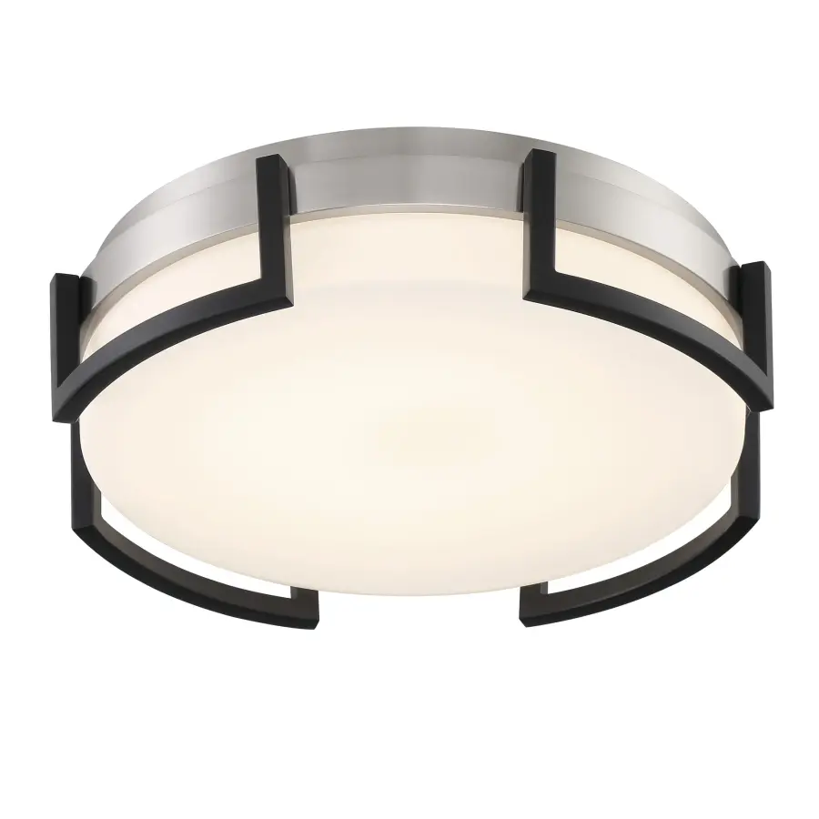 Bezel Set 15" LED Flush Mount in Coal Black and Brushed Nickel - Image 4