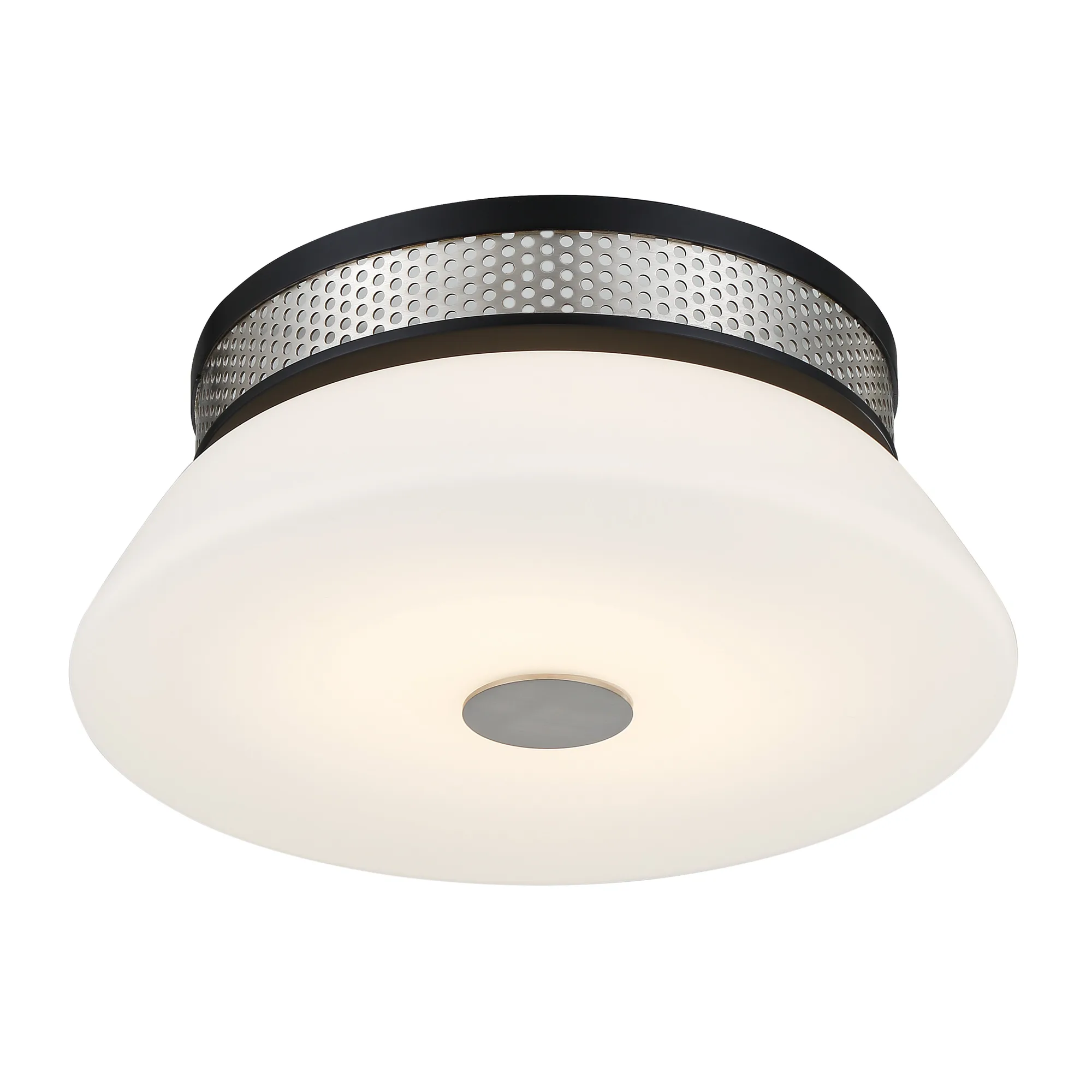 Tauten 12" LED Flush Mount in Brushed Nickel and Coal