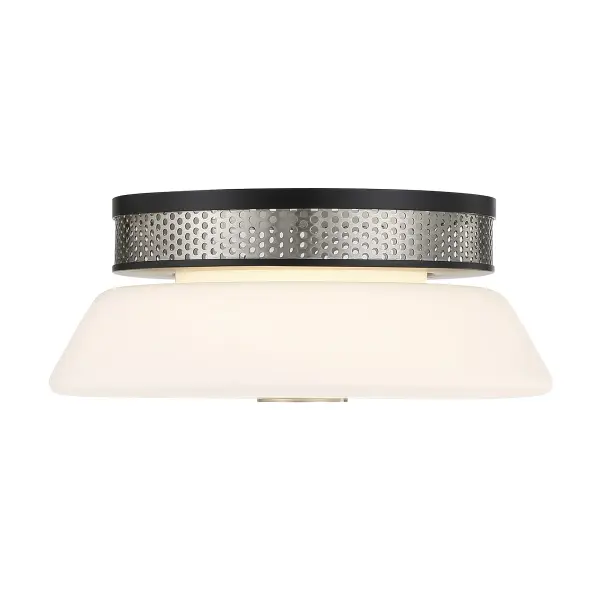 The Tauten flush mount combines contemporary styling with exceptional LED performance. Its compact 12-inch profile and mixed-metal finish make it ideal for spaces with lower ceilings or where a subtle lighting presence is desired. - alternate view