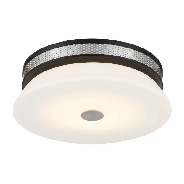 The Tauten flush mount combines industrial-inspired coal and brushed nickel finishes with energy-efficient LED technology. Its 15-inch profile and 2,187 lumens deliver excellent illumination for smaller spaces while maintaining a low 4.5-inch ceiling clearance.