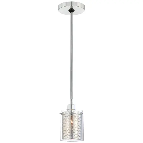 Compact Chrome Pendant with Industrial-Chic Mesh Detail