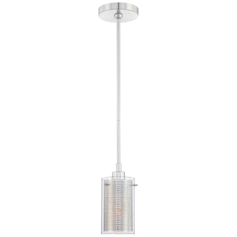Modern Chrome Mini Pendant with Industrial Mesh Detail