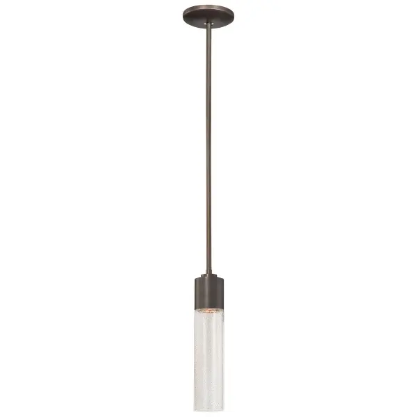 The Light Rain mini pendant combines a warm copper bronze patina finish with textured seeded glass for subtle visual interest. Its compact 5-inch diameter makes it ideal for smaller spaces or grouped installations.