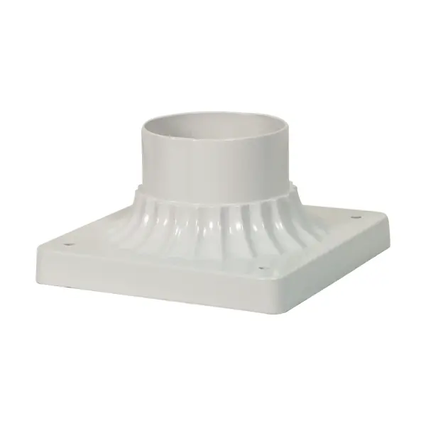 This 6-inch square aluminum pier mount base provides a sturdy foundation for outdoor post lights. The white powder-coated finish resists weather and corrosion, making it ideal for residential and commercial applications.