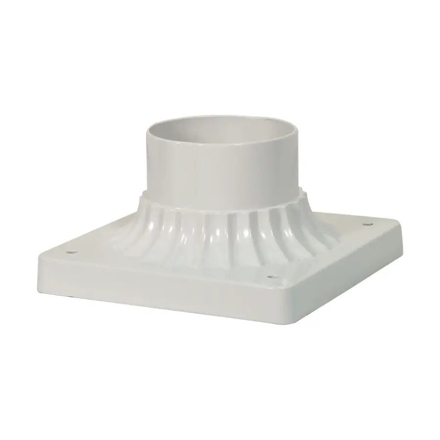 6" Square Aluminum Pier Mount Base - White