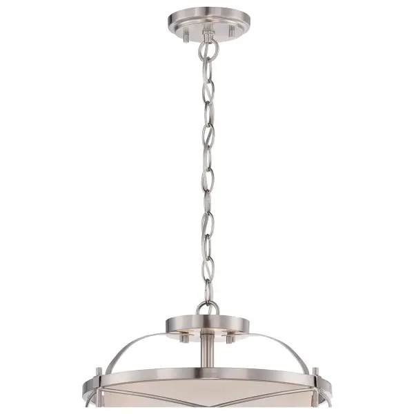 This conversion kit allows you to transform compatible semi-flush fixtures into stylish pendant lights. The brushed nickel finish complements modern and transitional decor while providing functional flexibility. - alternate view