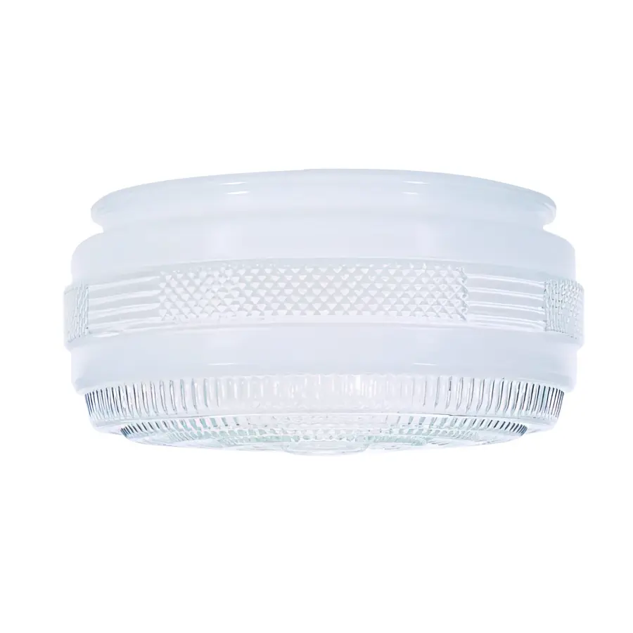 White Drum Glass Shade with Clear Accents