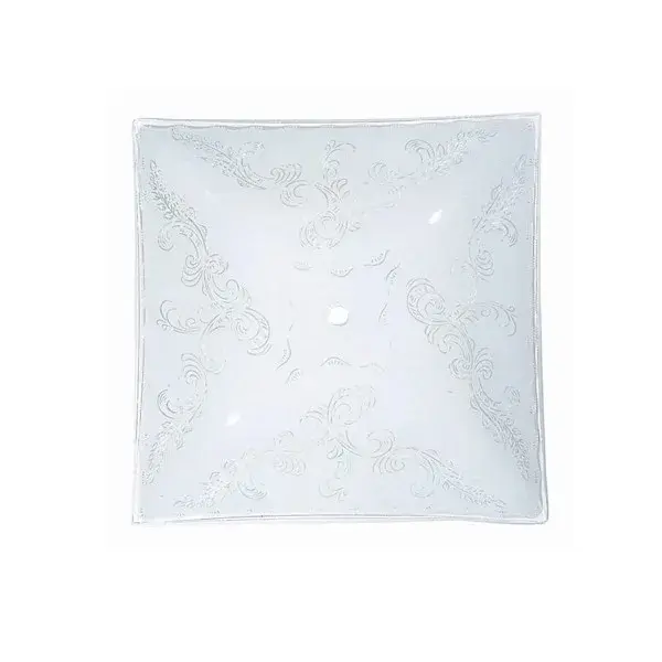This 12-inch square glass shade features a delicate clear floral pattern that adds traditional charm to any lamp base. The transparent design allows light to shine through beautifully while the etched florals create subtle visual interest.