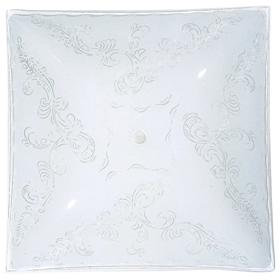 14" Square Glass Lamp Shade with White Floral Pattern