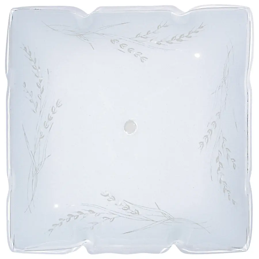 12" Square Ruffled Glass Lamp Shade with Wheat Design