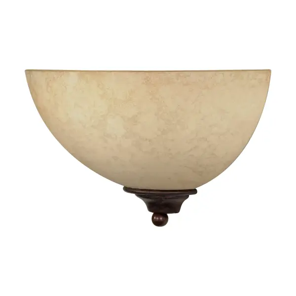 The Tapas wall sconce combines old bronze metalwork with warm Tuscan suede glass for a sophisticated traditional look. At 12 inches, it's perfectly sized for bathrooms, hallways, and intimate spaces where rustic elegance is desired.