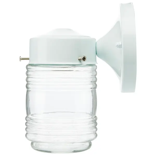 White Mason Jar Outdoor Wall Sconce with Clear Glass - Image 3