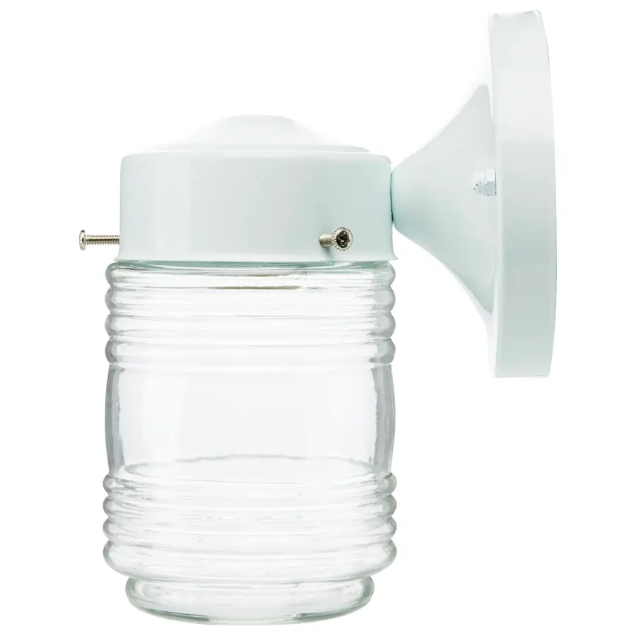 White Mason Jar Outdoor Wall Sconce with Clear Glass - Image 3