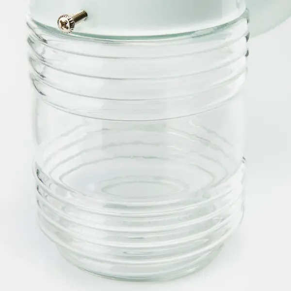 White Mason Jar Outdoor Wall Sconce with Clear Glass - Image 6