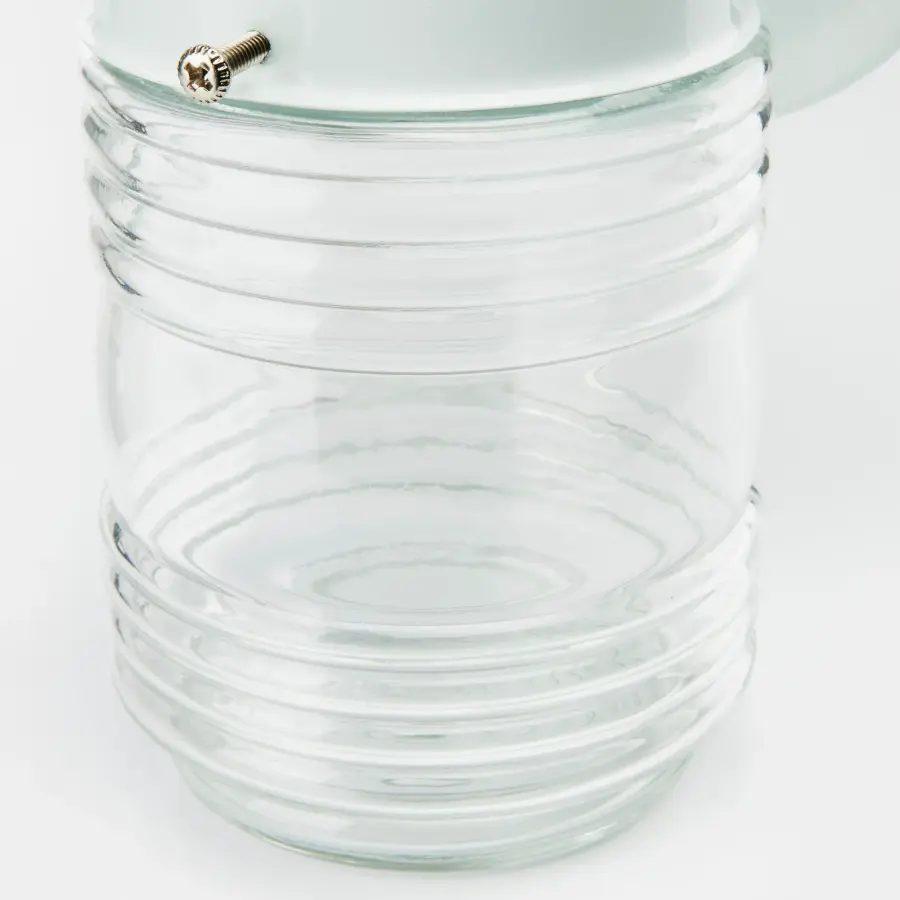 White Mason Jar Outdoor Wall Sconce with Clear Glass - Image 6