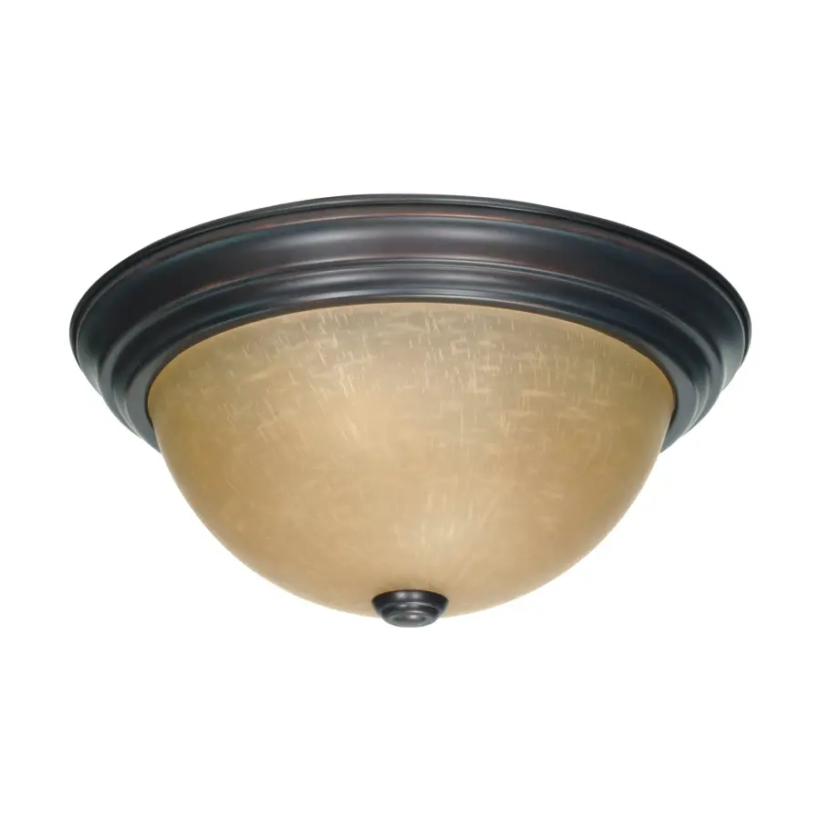 2-Light Flush Mount with Champagne Linen Glass