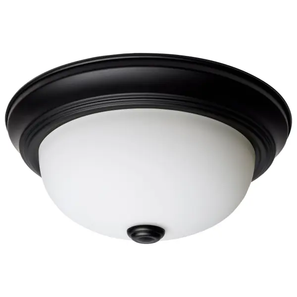 11" Matte Black Flush Mount with Opal Glass - 2 Light - Image 1