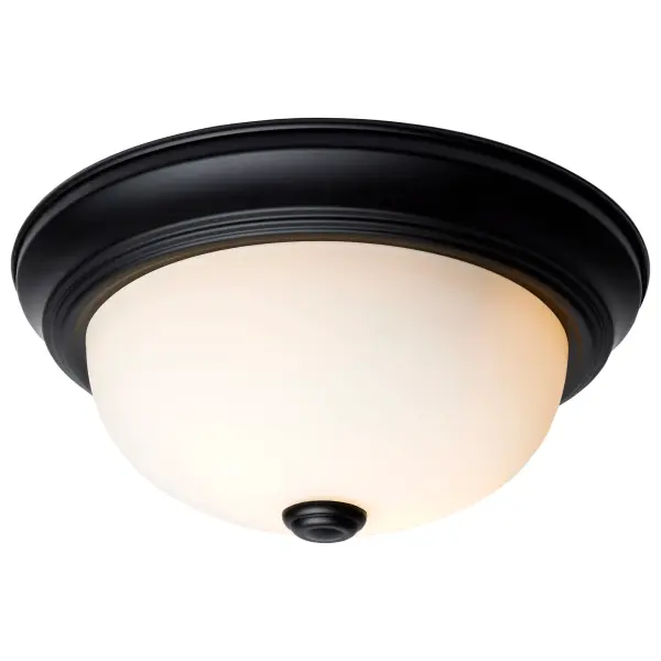 11" Matte Black Flush Mount with Opal Glass - 2 Light - Image 2