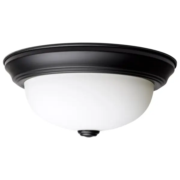 11" Matte Black Flush Mount with Opal Glass - 2 Light - Image 3