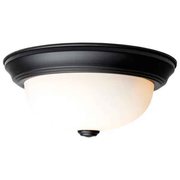 11" Matte Black Flush Mount with Opal Glass - 2 Light - Image 4