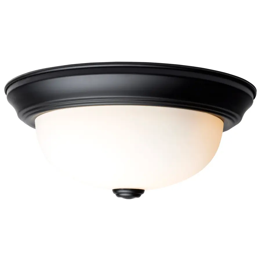 11" Matte Black Flush Mount with Opal Glass - 2 Light - Image 4