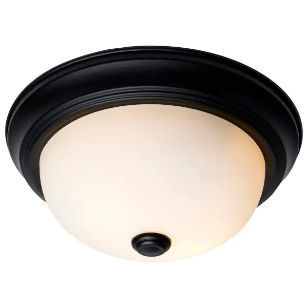 11" Matte Black Flush Mount with Opal Glass - 2 Light - Image 6
