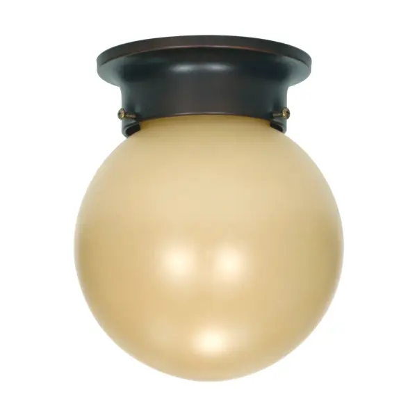 This 6-inch flush mount ball fixture combines traditional elegance with practical functionality. The mahogany bronze finish and champagne linen washed glass create a warm, sophisticated look ideal for smaller spaces.
