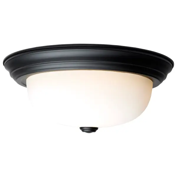 13" Matte Black Flush Mount with Opal Glass - Image 4