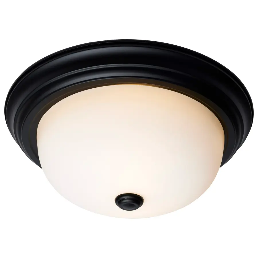 13" Matte Black Flush Mount with Opal Glass - Image 6