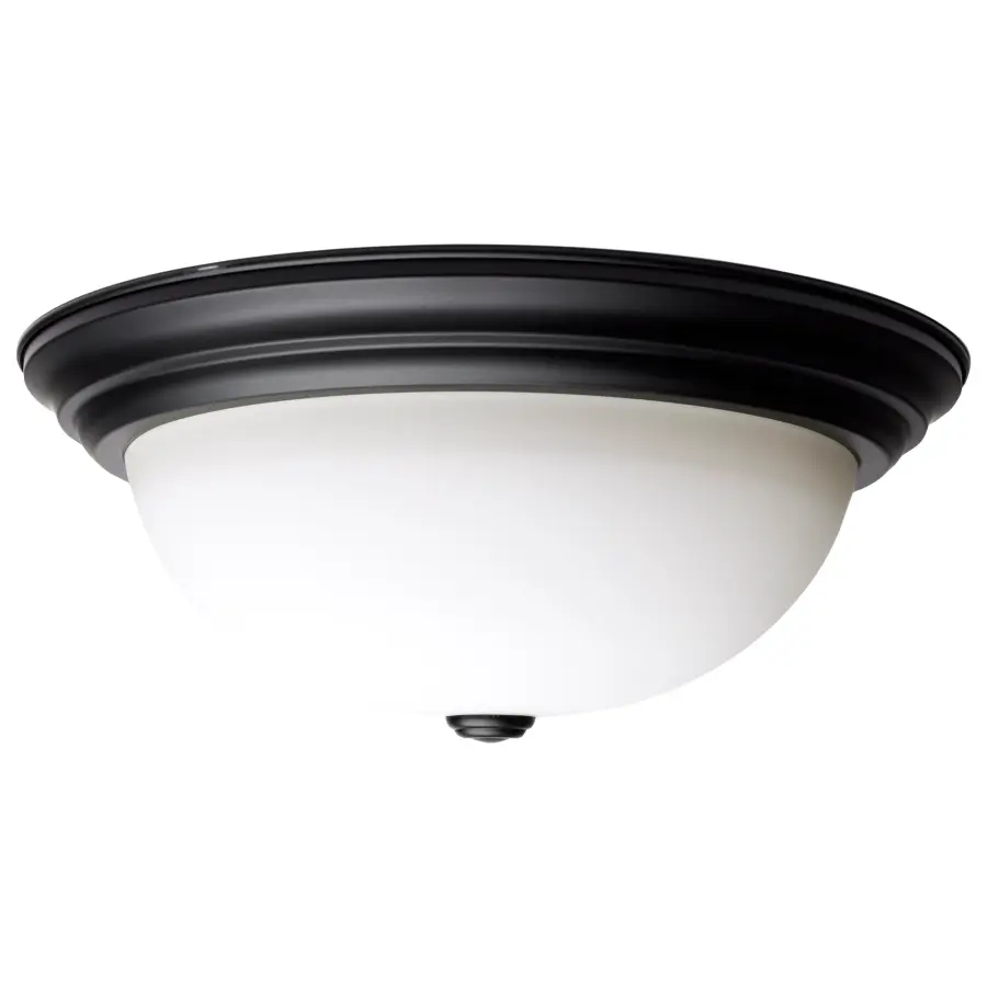 15" Matte Black Flush Mount with Opal Glass - 3 Light - Image 3
