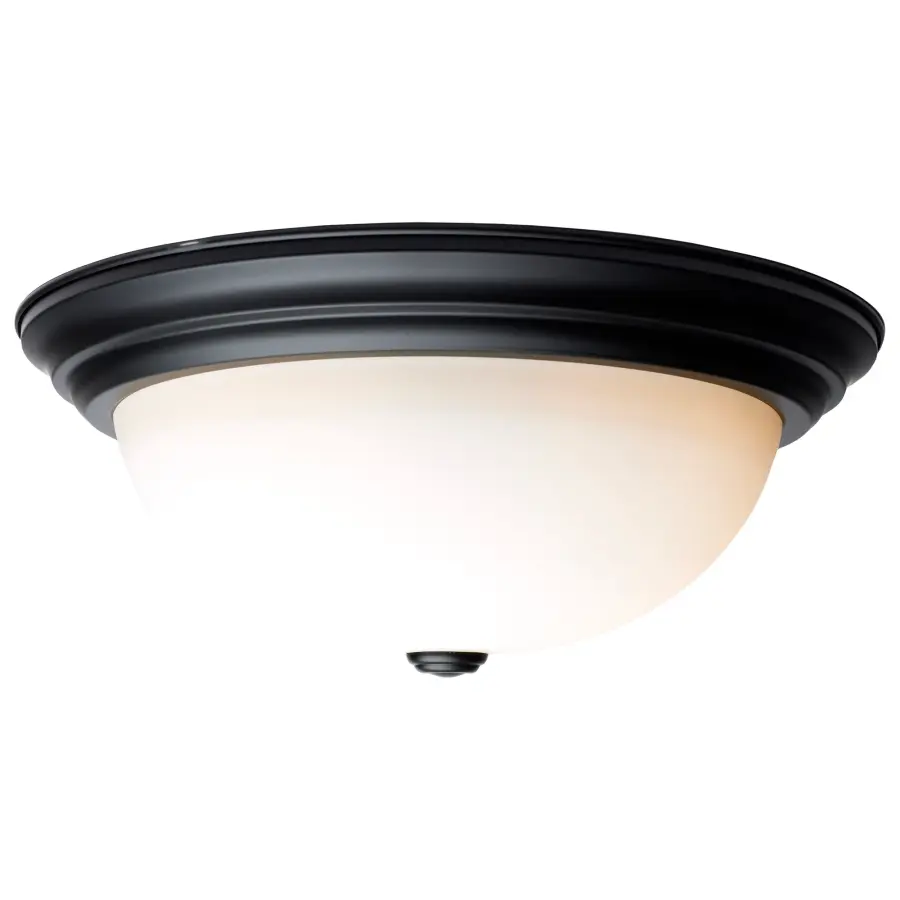 15" Matte Black Flush Mount with Opal Glass - 3 Light - Image 4