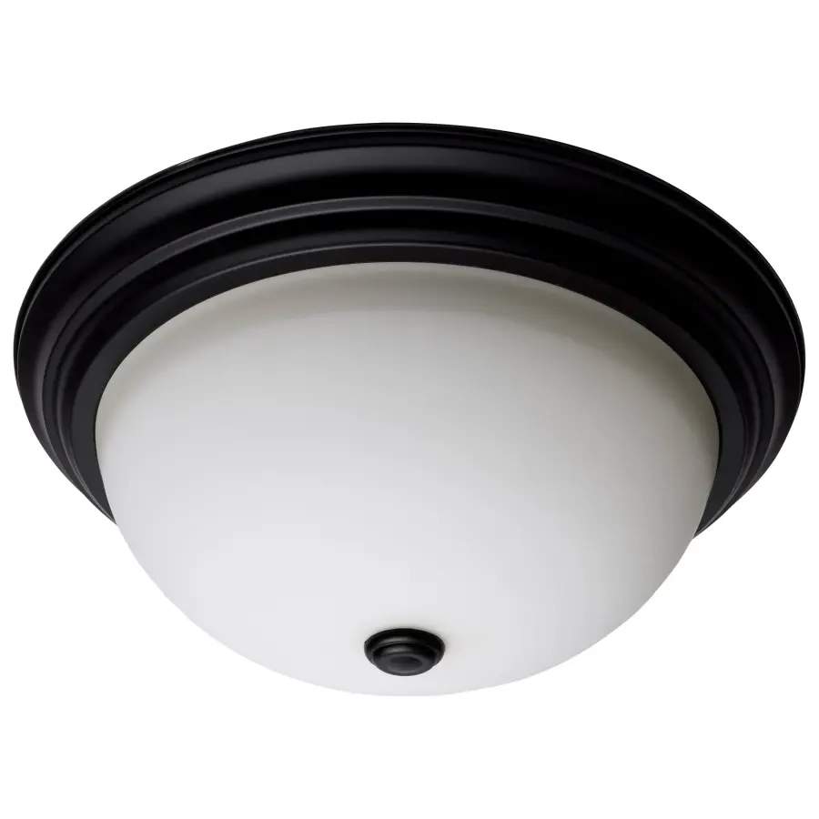 15" Matte Black Flush Mount with Opal Glass - 3 Light - Image 5
