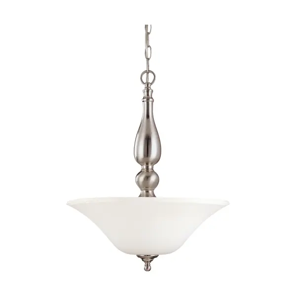 The Dupont 3-Light Pendant delivers exceptional value with its brushed nickel finish and satin white glass shades. Perfect for dining areas and kitchen islands, this fixture combines transitional styling with quality construction at an accessible price point.