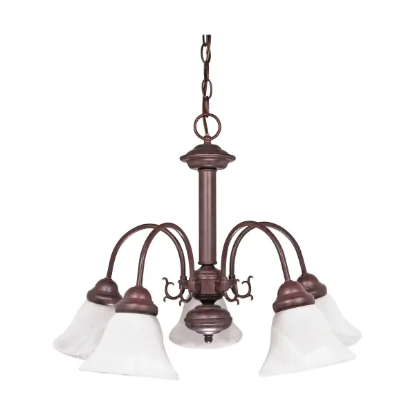 The Ballerina chandelier combines timeless traditional design with practical functionality. Five alabaster glass bell shades diffuse light beautifully while the old bronze finish adds warmth and sophistication to any space.