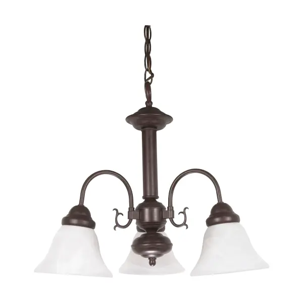 The Ballerina chandelier delivers timeless traditional design with its old bronze finish and alabaster glass bell shades. Perfect for smaller dining rooms and entryways, this three-light fixture offers sophisticated style at an accessible price point.