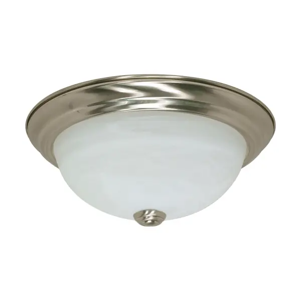 This compact 11-inch flush mount combines brushed nickel hardware with alabaster glass for a refined, versatile look. Perfect for spaces with lower ceilings, it delivers soft, diffused light ideal for hallways, bedrooms, and foyers.