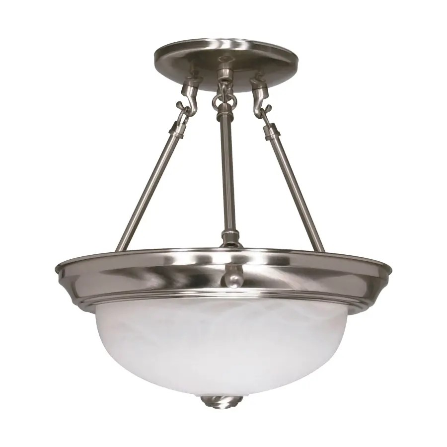 2-Light Semi-Flush Mount with Alabaster Glass