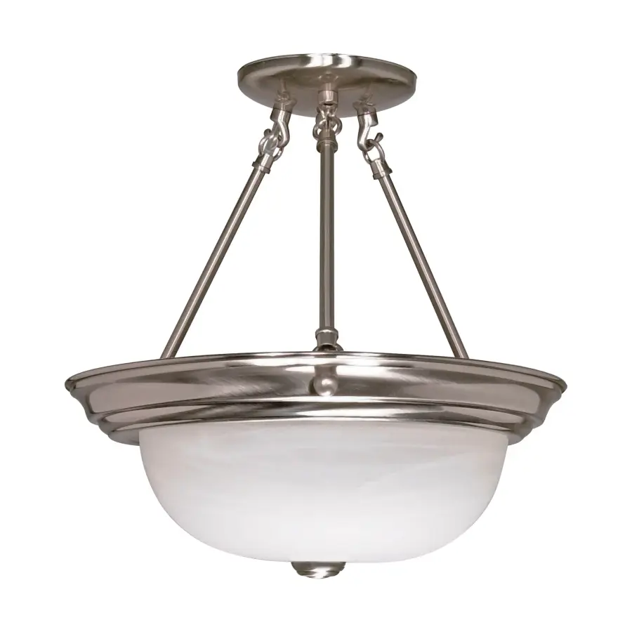2-Light Alabaster Glass Semi-Flush Mount