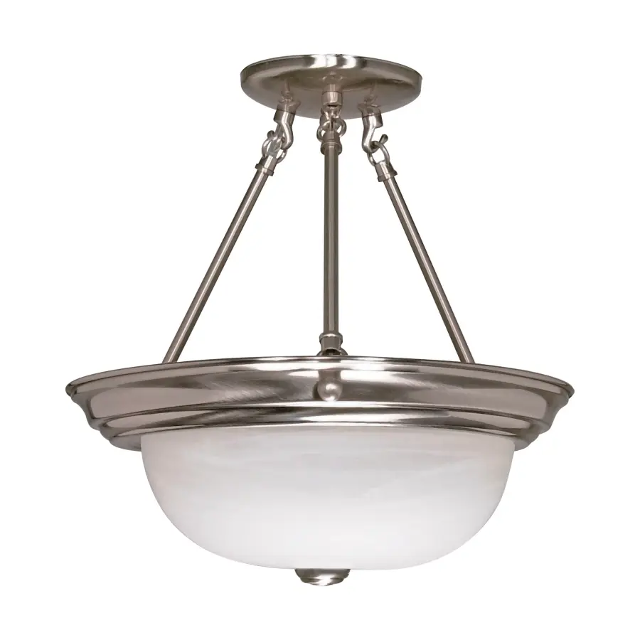 3-Light Semi-Flush Mount with Alabaster Glass